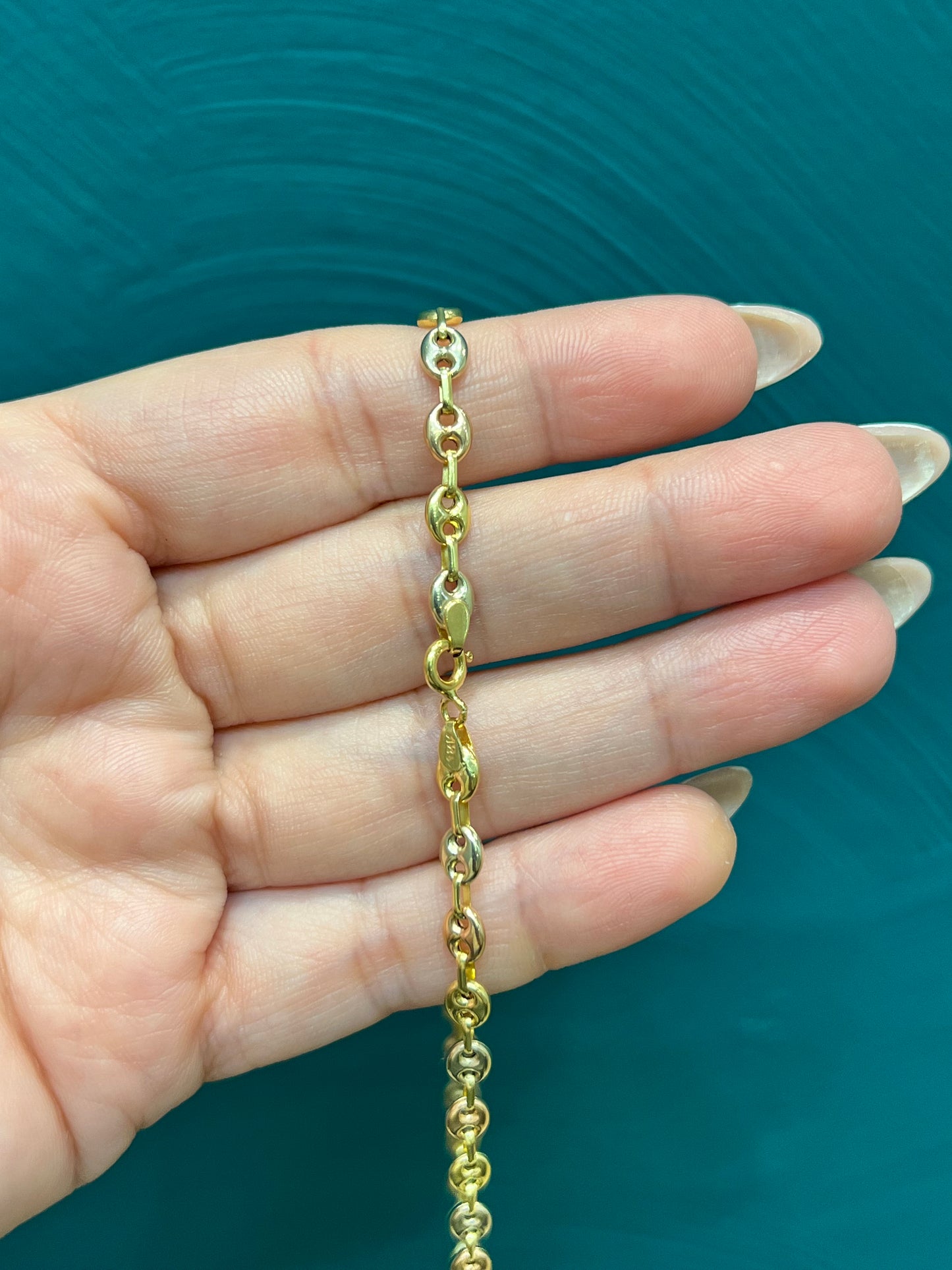 Cadena GCC en 3 oros - Oro nacional / 50 cm -7.5 gr