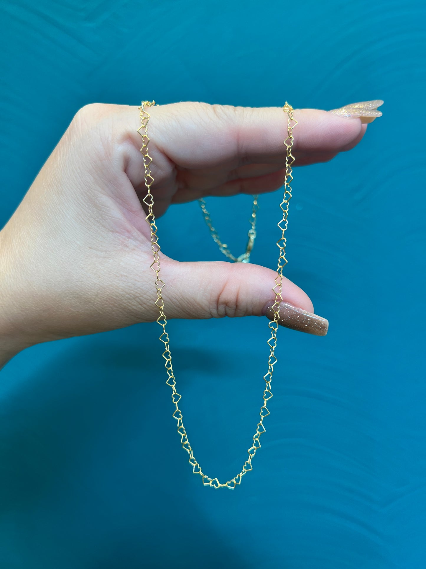 Cadena de dama en forma de corazón / 45 cm / 3.3 GR / oro italiano