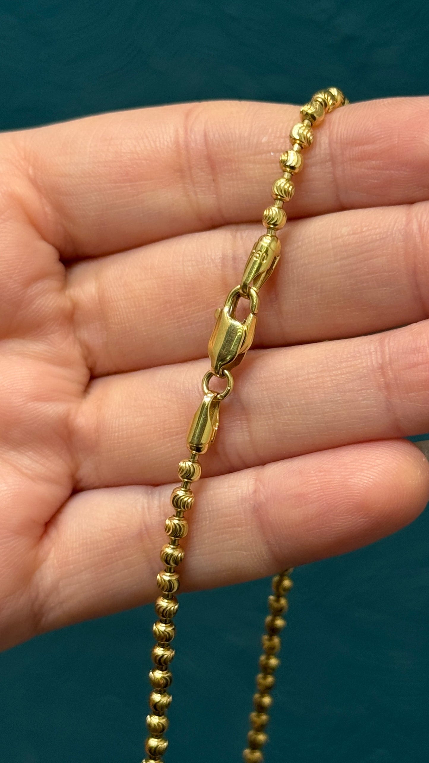 Cadena tejido militar diamantada / 70cm / 24.7 gr / oro italiano