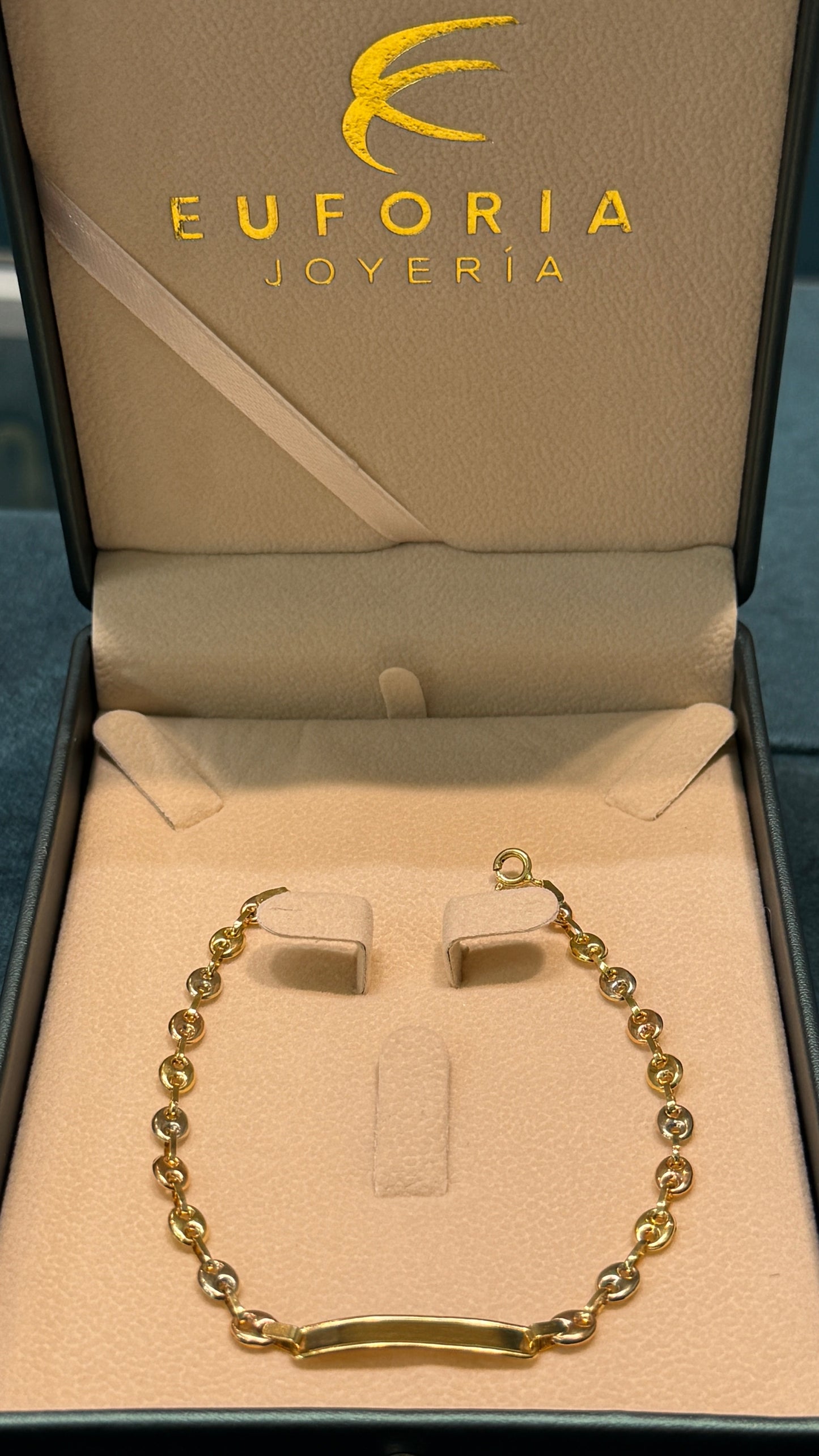 pulso tejido GCC con placa / 22 cm / 4.6 gr / oro nacional