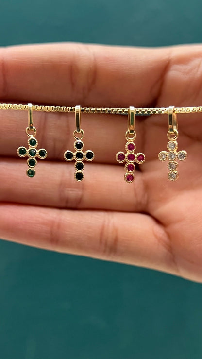 Dije mini cruz varios colores - Oro nacional / 0.7 gr