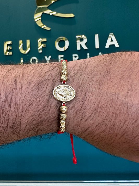 Manilla tejida herraje medalla de la milagrosa -  4 balines número 6 mm y 6 balines número 5 mm / 3.2 gr