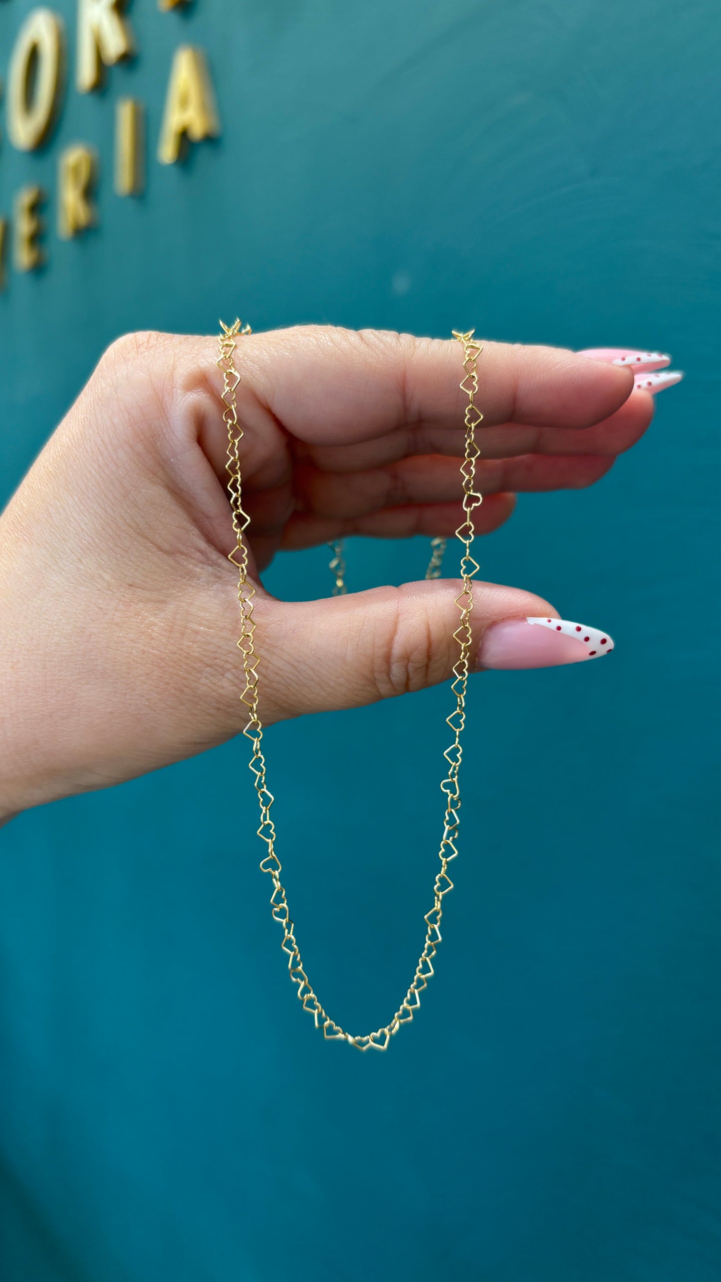 Cadena tejido especial corazones -Oro italiano / 3.3 gr - 45 cm