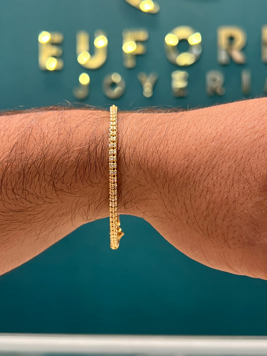 Pulso doble barril / 20 cm / 7.1 GR / ORO ITALIANO