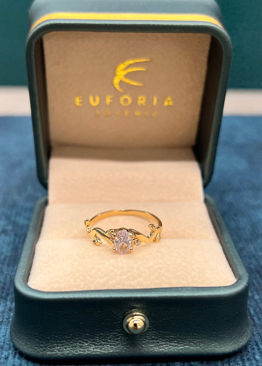 Anillo solitario de dama forma de flor y circones