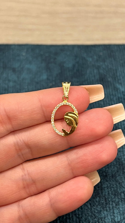Dije Virgen milagrosa con circones , Oro nacional / 1.2 GR