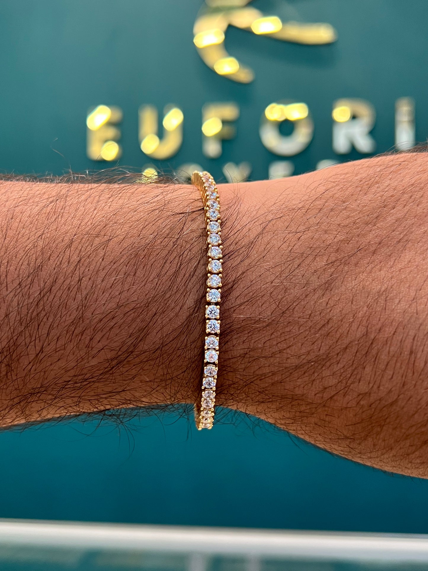 Pulso tennis de circones - Oro nacional / 19.2 gr - 18 cm