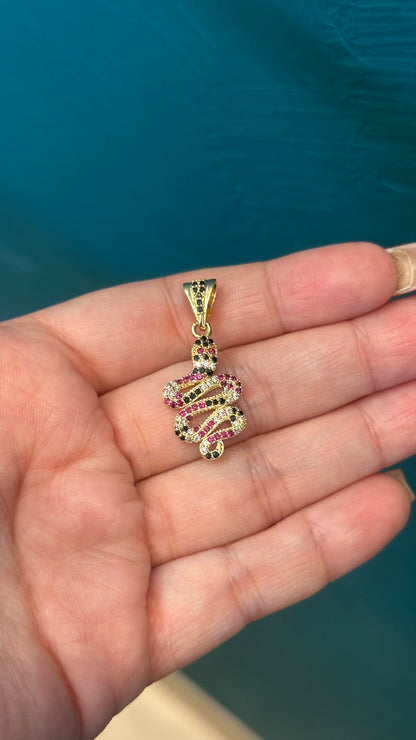 Dije serpiente circones colores - Oro nacional / 2.7 gr