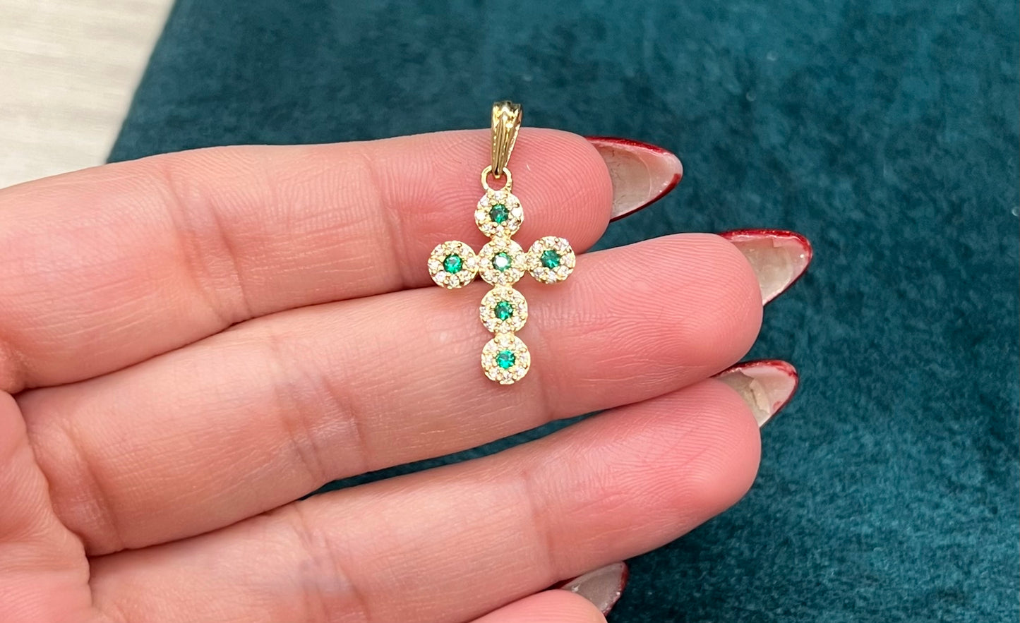 Dije cruz circones colores  - Oro nacional / 1.5 gr