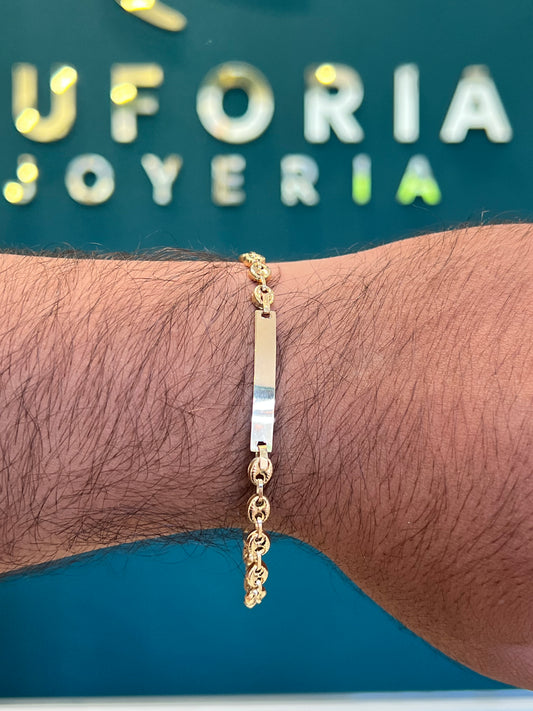 Pulso GCC diamantada con placa - Oro nacional / 20.5 cm - 4.6 gr