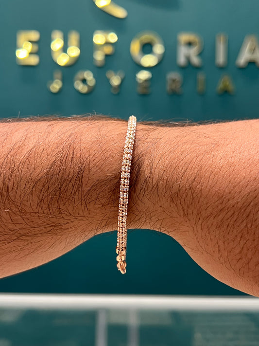 Pulso doble barril Oro rosado / 20.5 cm / 8.7 GR / ORO ITALIANO