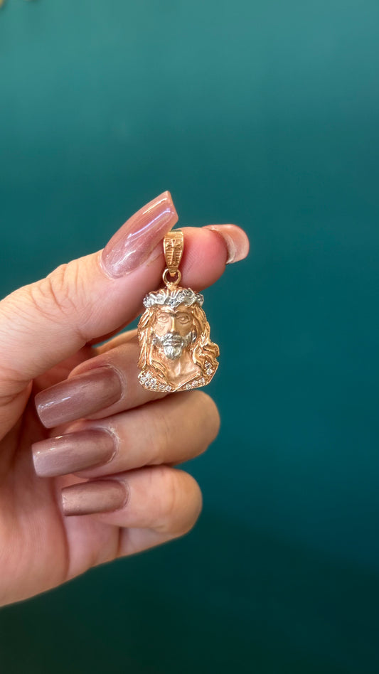 Dije rostro Jesús - Oro rosado / 5.6 gr