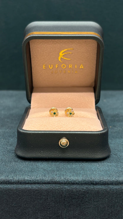 Topos flor circón verde / Oro nacional - 0.6 gr