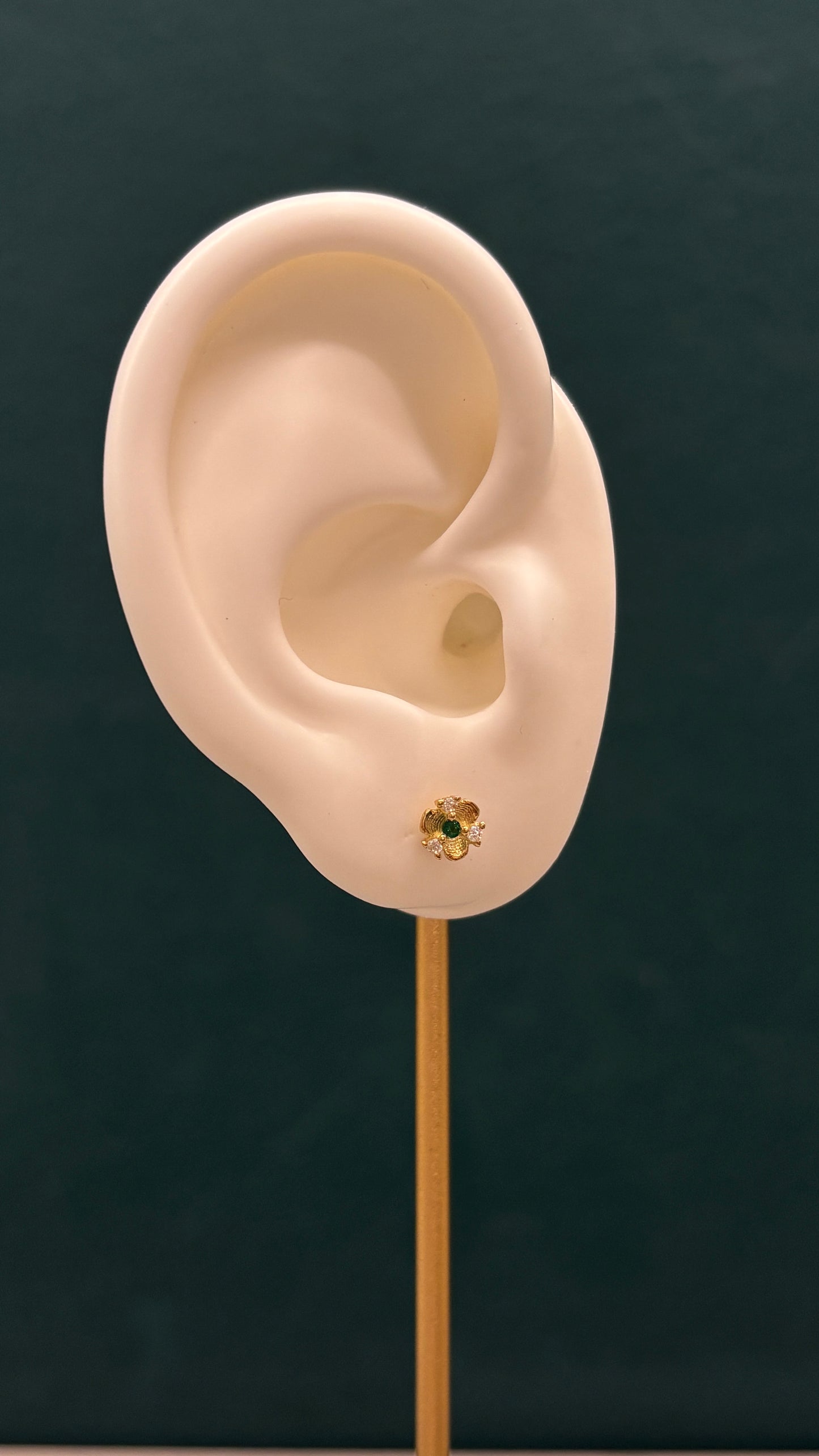 Topos flor circón verde / Oro nacional - 0.6 gr