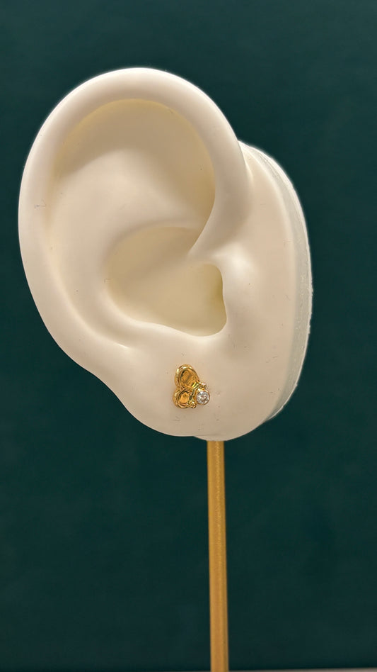 Topos mariposa con circón /Oro nacional -0.7 gr