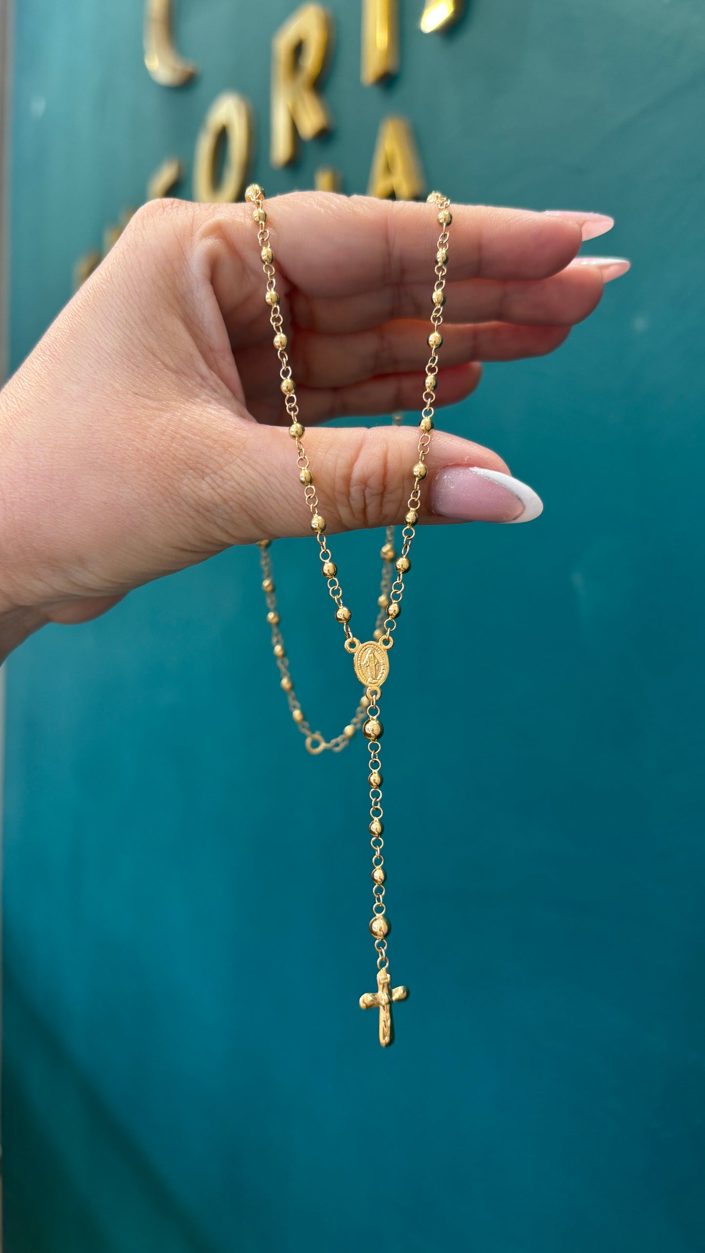 Rosario balín liso/ Oro nacional - 50 cm - 5.7 gr