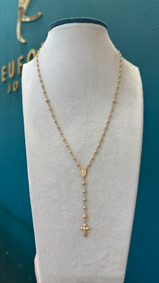 Rosario balín liso/ Oro nacional - 50 cm - 5.7 gr