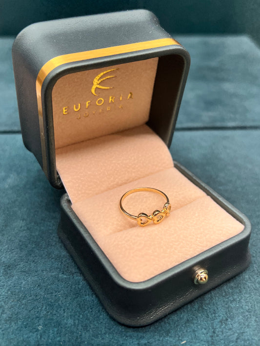 Anillo de dama TRES corazones / 1.4 GR / Oro nacional