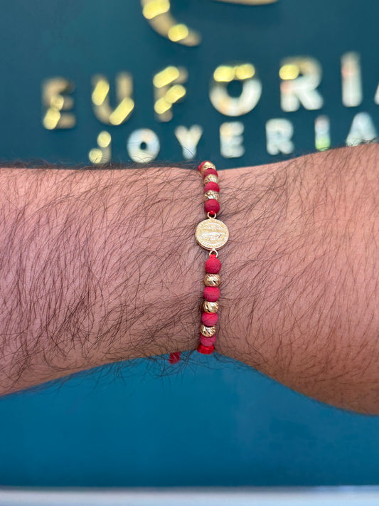 Manilla tejida con herraje san Benito - 6 balines número 5 mm / 1.3 gr