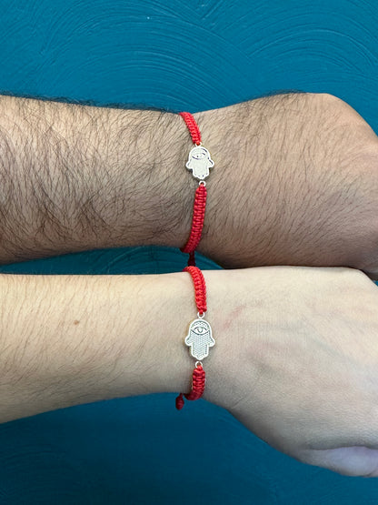 Manilla tejida herraje mano de hamsa-1.0 gr ( ideal para parejas )
