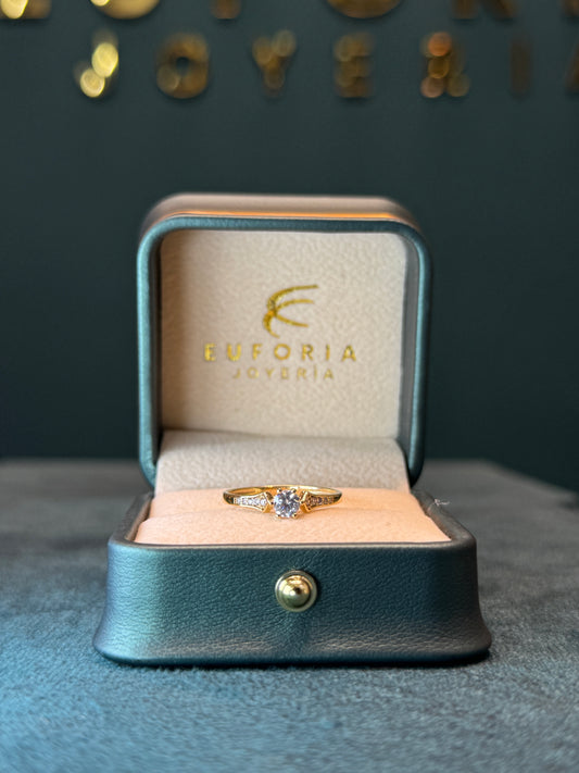 anillo solitario circones oro amarillo