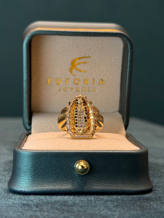anillo circones negros y blancos/ talla 7/ 6.9gr