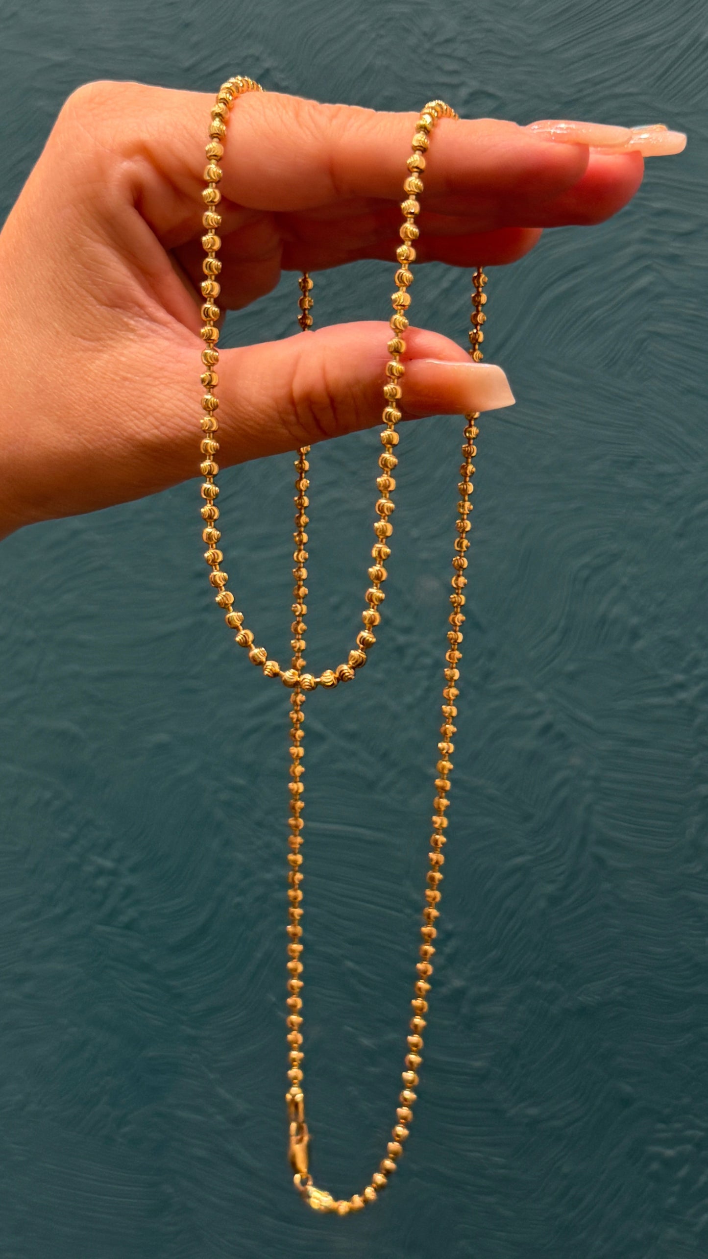 Cadena tejido  militar diamantada / 70cm / 24.7 gr / oro italiano
