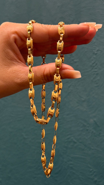 Cadena tejido rustico / 60cm / 18.2 gr / oro nacional